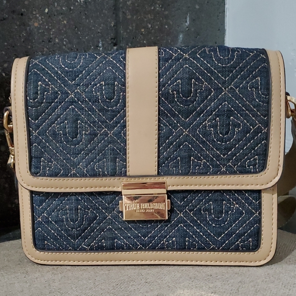 True Religion Denim and Beige Crossbody Bag